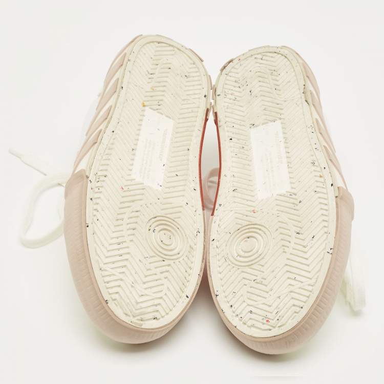 Pre Owned Off-White White Canvas Vulcanized Lace Up Sneakers Size 38
