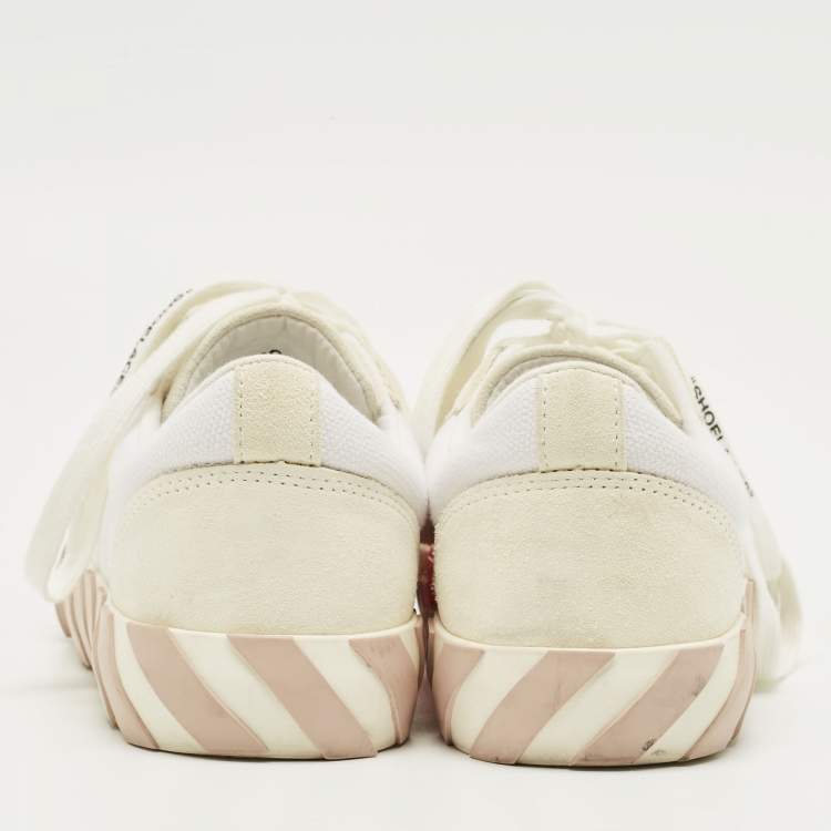 Pre Owned Off-White White Canvas Vulcanized Lace Up Sneakers Size 38