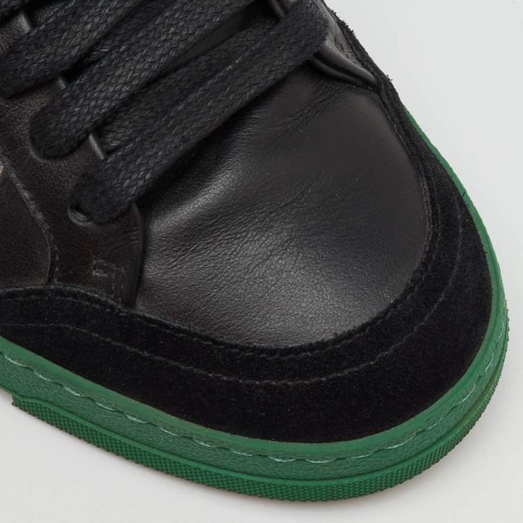 Pre Owned Off-White Black Leather and Suede Carryover Low Top Sneakers Size 36