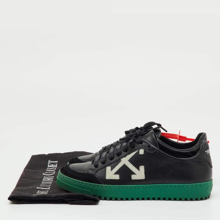 Pre Owned Off-White Black Leather and Suede Carryover Low Top Sneakers Size 36