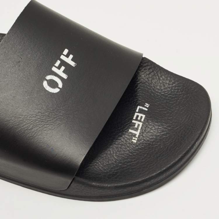 Pre Owned Off-White Black Rubber Arrow Pool Slides Size 42