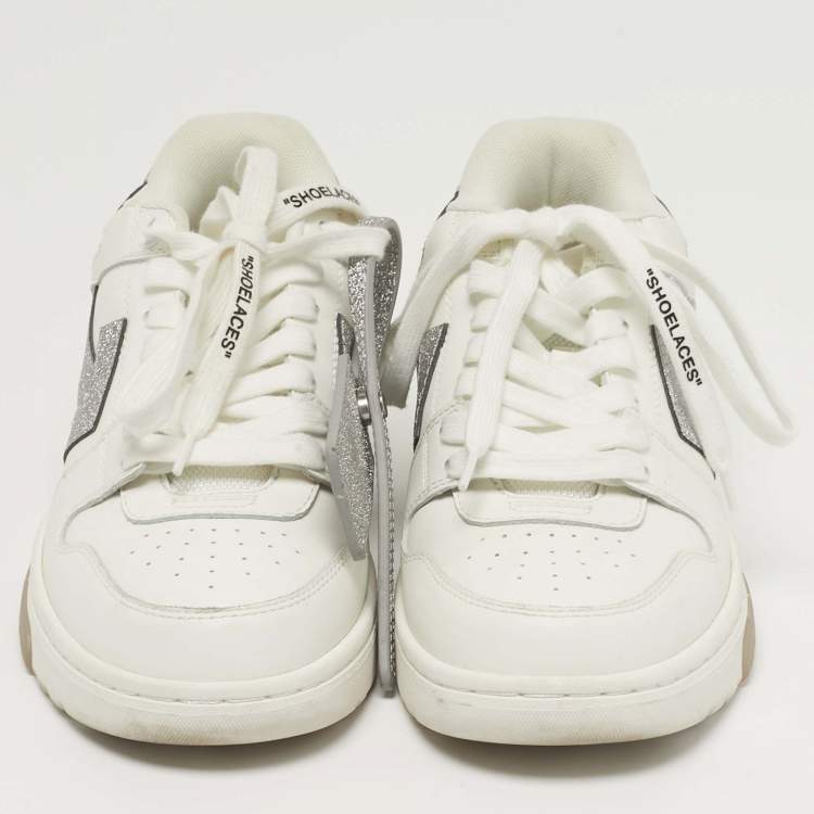 مملوكة مسبقًا Off-White Out Of Office Size 37 White/Silver Leather Lace Up Sneakers