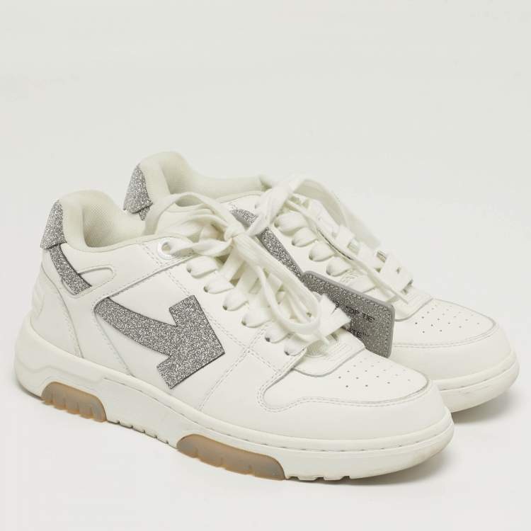 مملوكة مسبقًا Off-White Out Of Office Size 37 White/Silver Leather Lace Up Sneakers