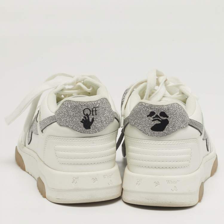 مملوكة مسبقًا Off-White Out Of Office Size 37 White/Silver Leather Lace Up Sneakers