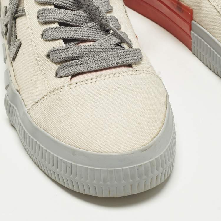 Pre Owned Off-White Vulcanized Size 38 Grey Canvas Low Top Sneakers
