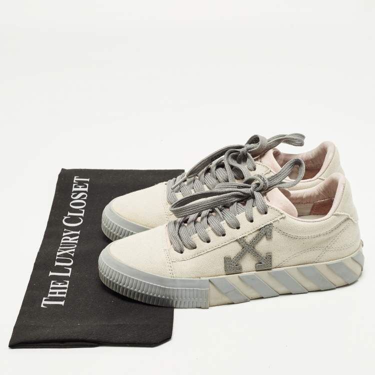 Pre Owned Off-White Vulcanized Size 38 Grey Canvas Low Top Sneakers