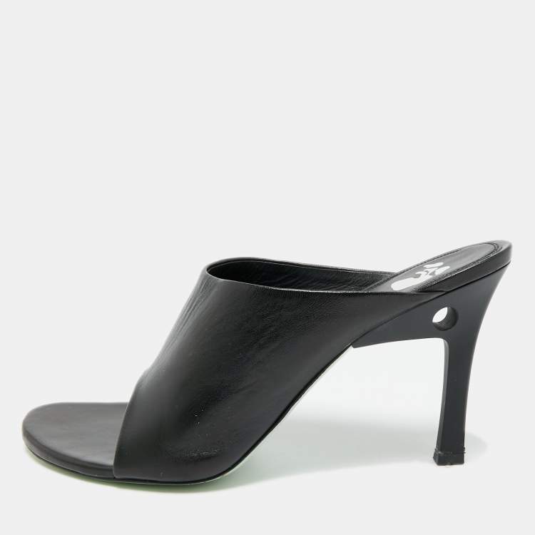 Pre Owned Off-White Meteor Size 40 White Leather Mules