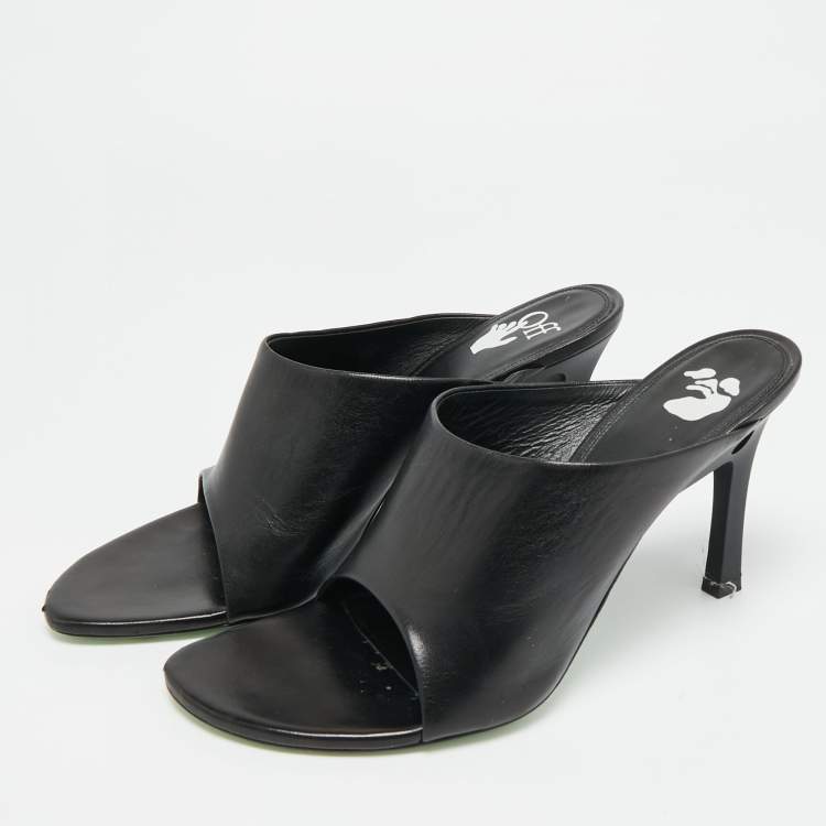 Pre Owned Off-White Meteor Size 40 White Leather Mules