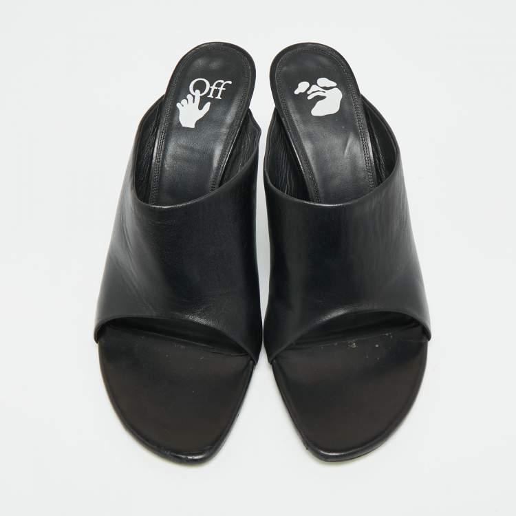 Pre Owned Off-White Meteor Size 40 White Leather Mules