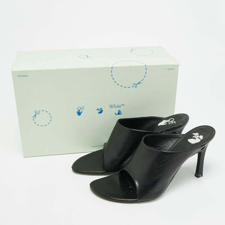 Pre Owned Off-White Meteor Size 40 White Leather Mules