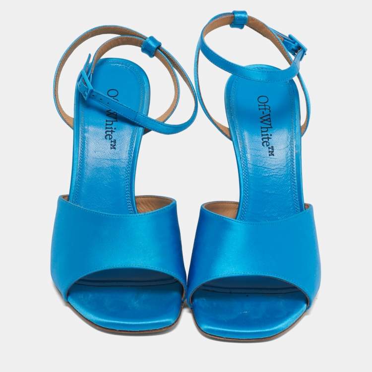 Pre Owned Off-White Lollipop Size 37 Blue Satin Ankle Strap Sandals