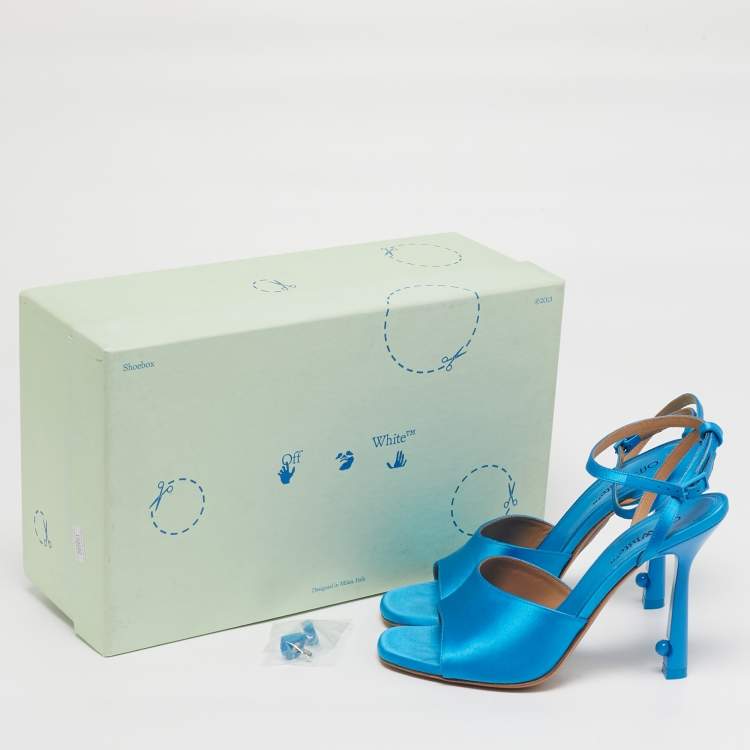 Pre Owned Off-White Lollipop Size 37 Blue Satin Ankle Strap Sandals