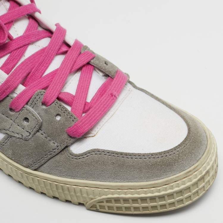 Pre Owned Off-White 3.0 Off Court Size 38 White/Grey Suede and Canvas Lace Up Sneakers