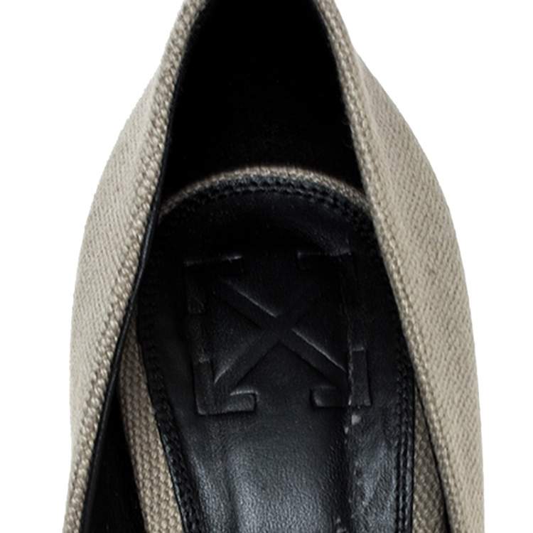 Pre Owned Off-White Beige Canvas Pointed Toe Pumps Size 39