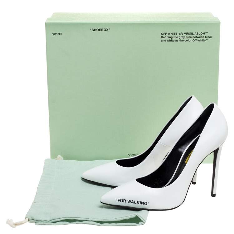 Pre Owned Off-White White Leather Pointed Toe Pumps Size 39