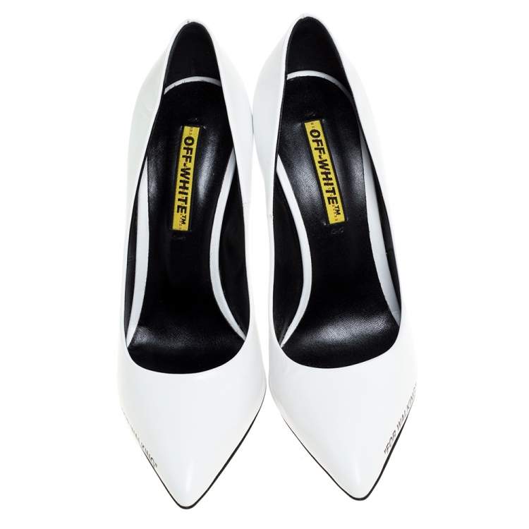 Pre Owned Off-White White Leather Pointed Toe Pumps Size 39