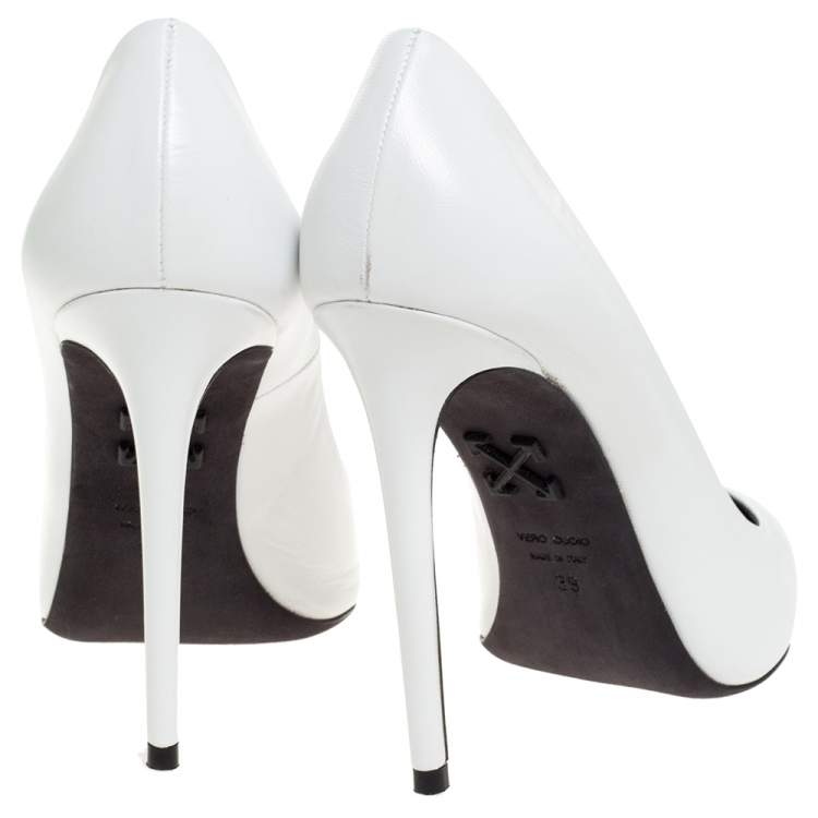 Pre Owned Off-White White Leather Pointed Toe Pumps Size 39