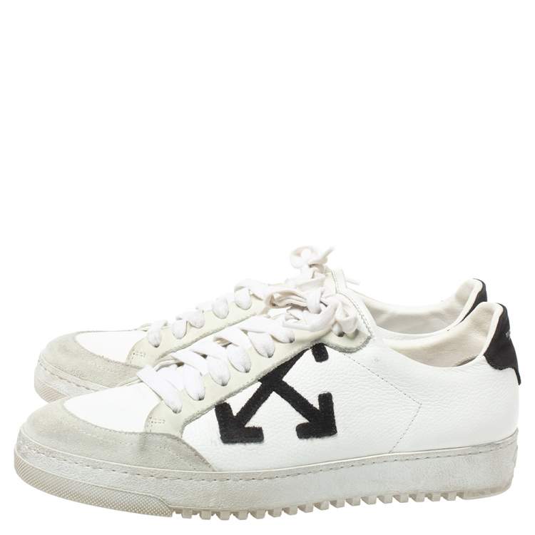 Pre Owned Off-White Whte/Black Leather Carryover Low Top Sneakers Size 38