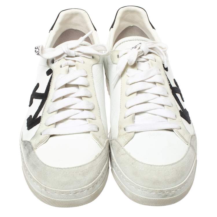 Pre Owned Off-White Whte/Black Leather Carryover Low Top Sneakers Size 38