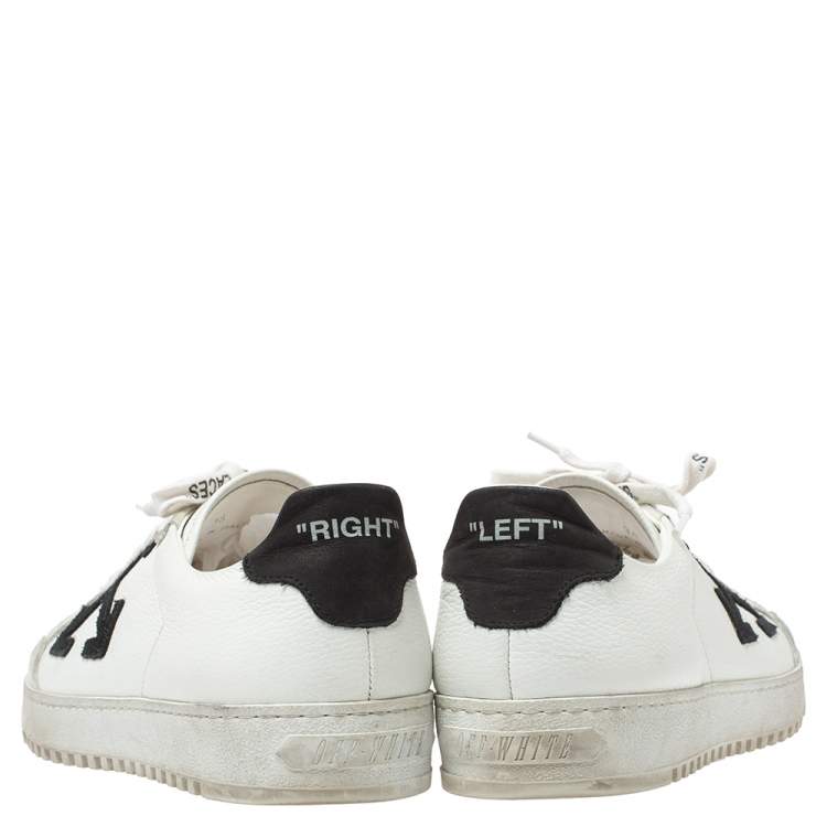 Pre Owned Off-White Whte/Black Leather Carryover Low Top Sneakers Size 38