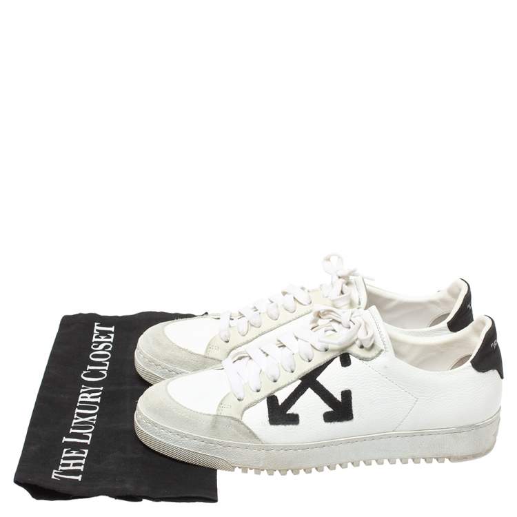 Pre Owned Off-White Whte/Black Leather Carryover Low Top Sneakers Size 38