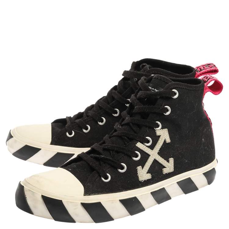 Pre Owned Off White Black/White Canvas High-top Arrow Sneakers Size 43