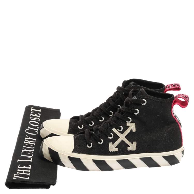 Pre Owned Off White Black/White Canvas High-top Arrow Sneakers Size 43