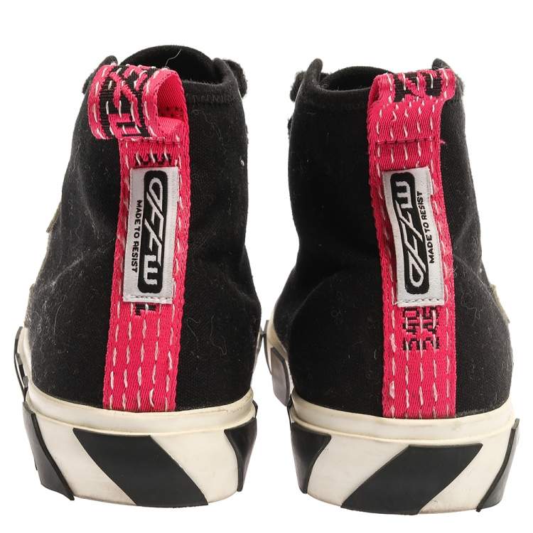 Pre Owned Off White Black/White Canvas High-top Arrow Sneakers Size 43