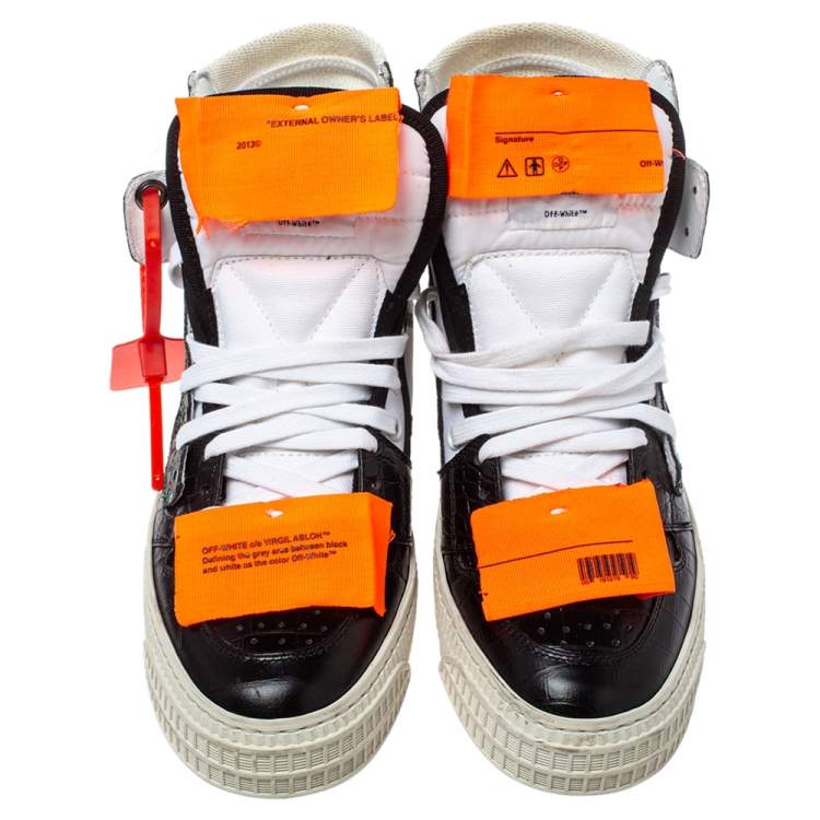 Pre Owned Off-White White/Black Leather and Canvas Off Court 3.0 Sneakers Size 38