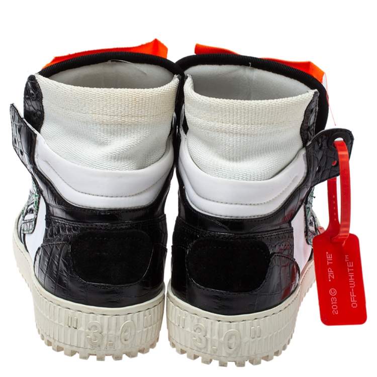 Pre Owned Off-White White/Black Leather and Canvas Off Court 3.0 Sneakers Size 38
