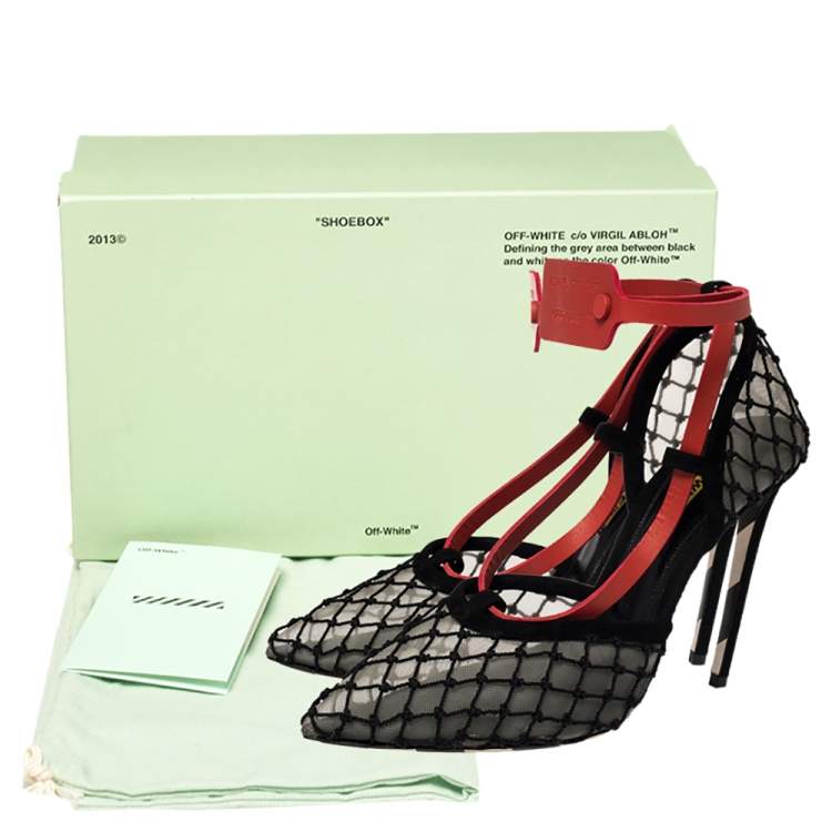 Pre Owned Off-White Black Zip-tie Mesh And Suede D'orsay Pumps Size 39