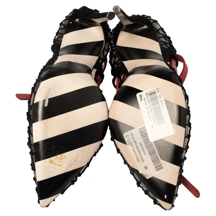 Pre Owned Off-White Black Zip-tie Mesh And Suede D'orsay Pumps Size 39
