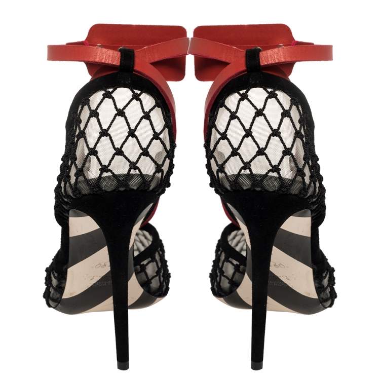 Pre Owned Off-White Black Zip-tie Mesh And Suede D'orsay Pumps Size 39