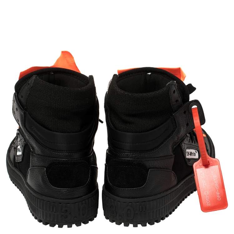 Pre Owned Off-White Black Leather and Canvas Off Court 3.0 Sneakers Size 36