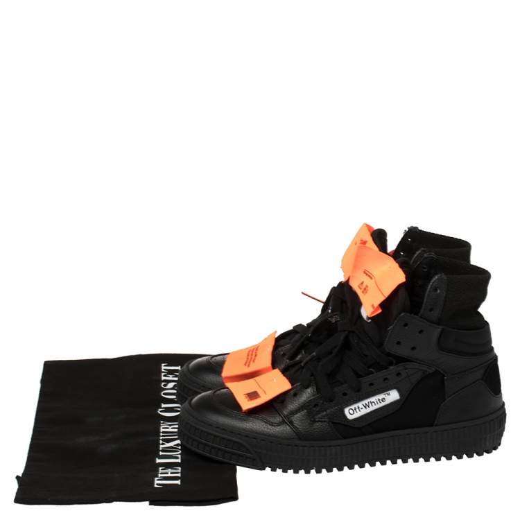 Pre Owned Off-White Black Leather and Canvas Off Court 3.0 Sneakers Size 36
