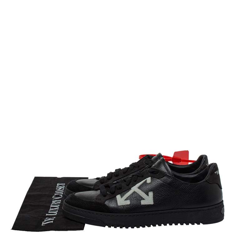 Pre Owned Off White Black Leather And Suede  Low-Top Sneaker Size 39