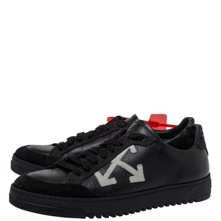 Pre Owned Off White Black Leather And Suede  Low-Top Sneaker Size 39