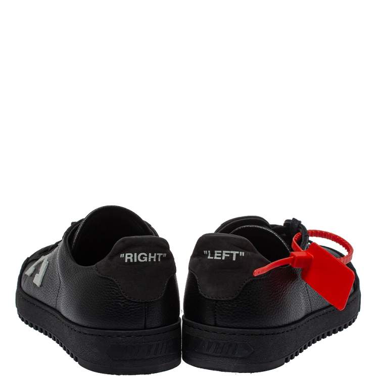 Pre Owned Off White Black Leather And Suede  Low-Top Sneaker Size 39