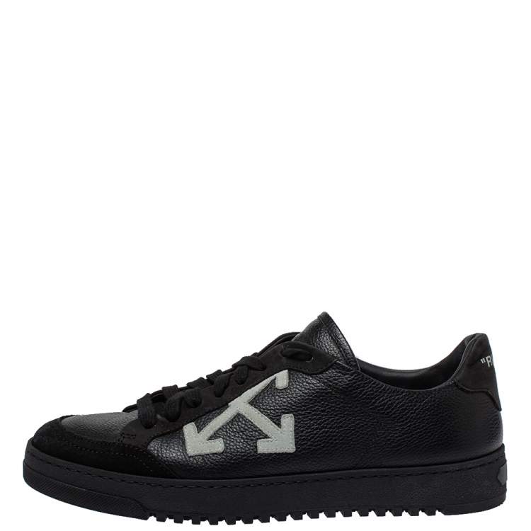 Pre Owned Off White Black Leather And Suede  Low-Top Sneaker Size 39
