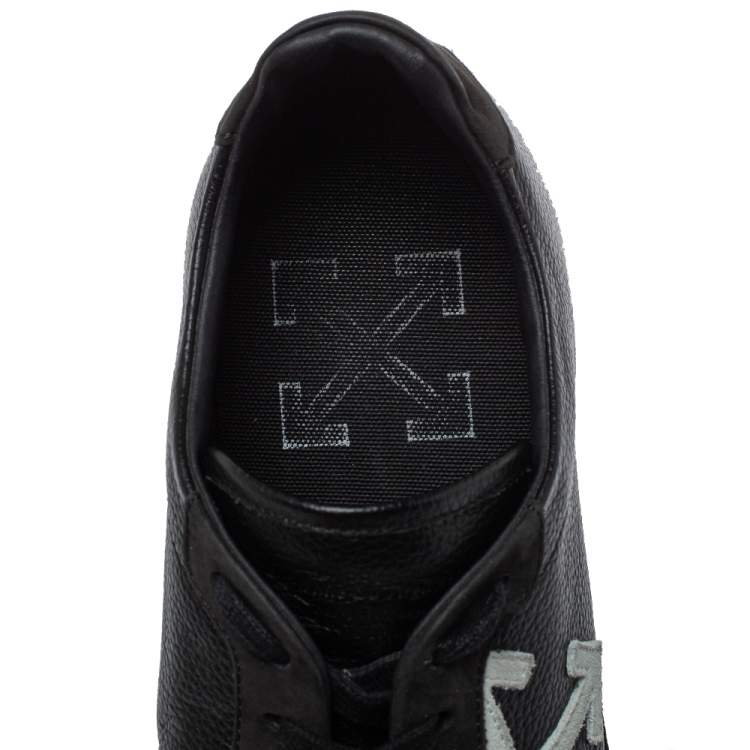 Pre Owned Off White Black Leather And Suede  Low-Top Sneaker Size 39