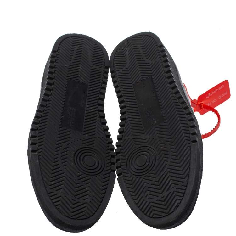 Pre Owned Off White Black Leather And Suede  Low-Top Sneaker Size 39