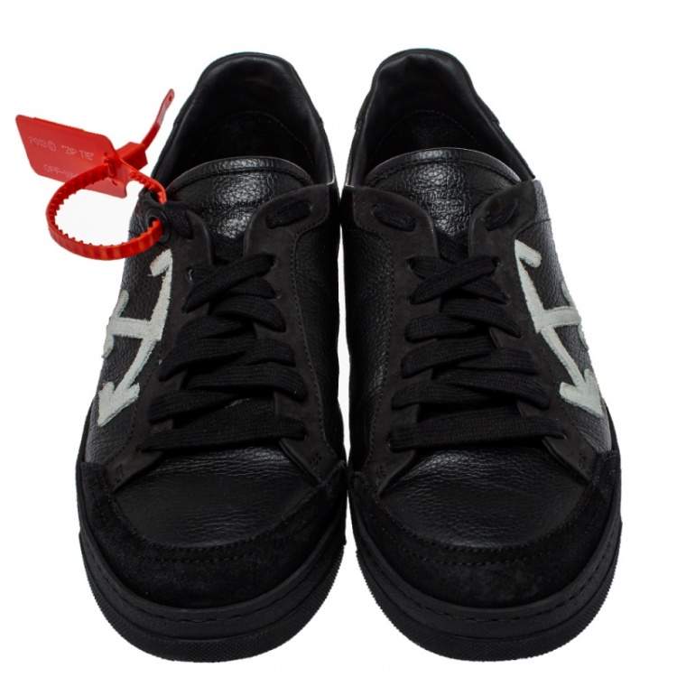 Pre Owned Off White Black Leather And Suede  Low-Top Sneaker Size 39