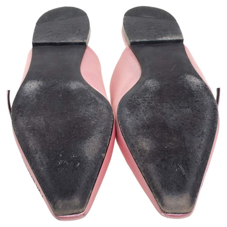 Pre Owned Off-White Pink/Yellow Satin Flat Sandals Size 39