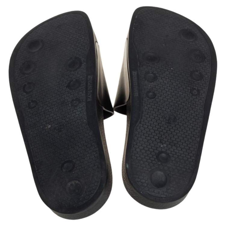 Pre Owned Off-White Black Rubber OFF Slide Sandals Size 38