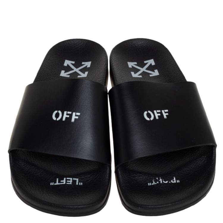 Pre Owned Off-White Black Rubber OFF Slide Sandals Size 38