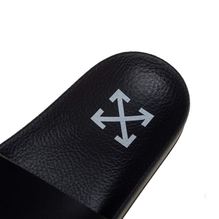 Pre Owned Off-White Black Rubber OFF Slide Sandals Size 38