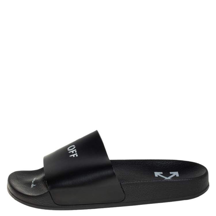 Pre Owned Off-White Black Rubber OFF Slide Sandals Size 38