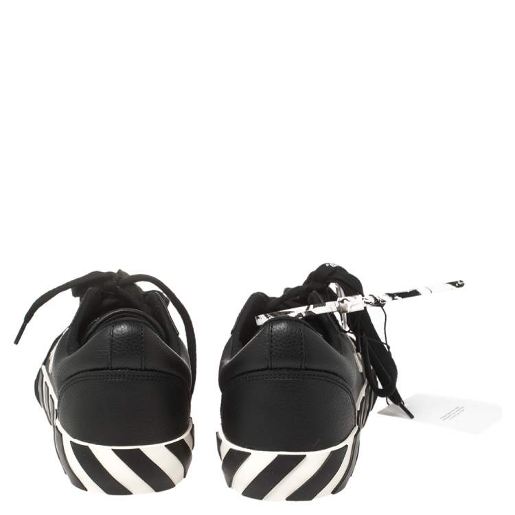 Pre Owned Off-White Black Leather Vulcanized Low Top Sneakers Size 40