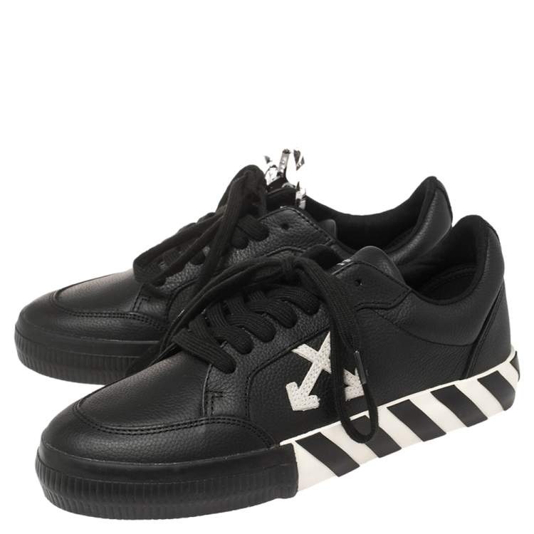 Pre Owned Off-White Black Leather Vulcanized Low Top Sneakers Size 40