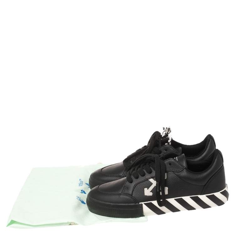 Pre Owned Off-White Black Leather Vulcanized Low Top Sneakers Size 40